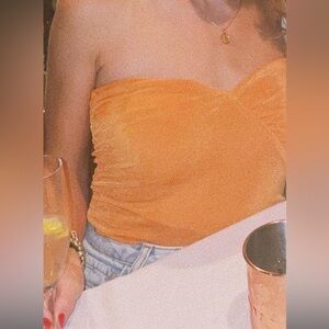 Strapless orange top